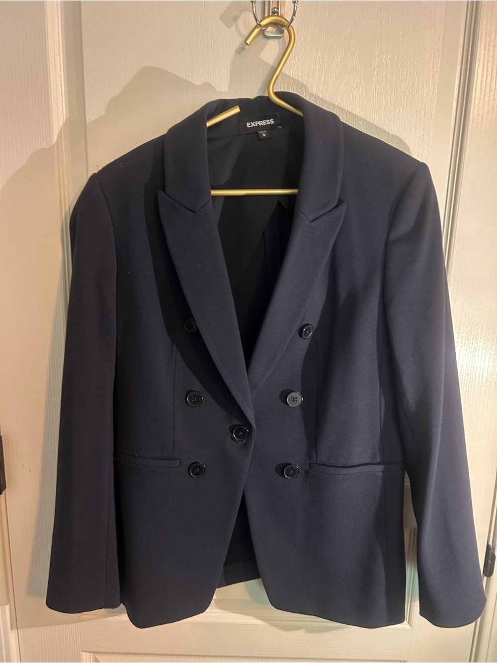Express Women's Double-Breasted Dark Navy Blazer